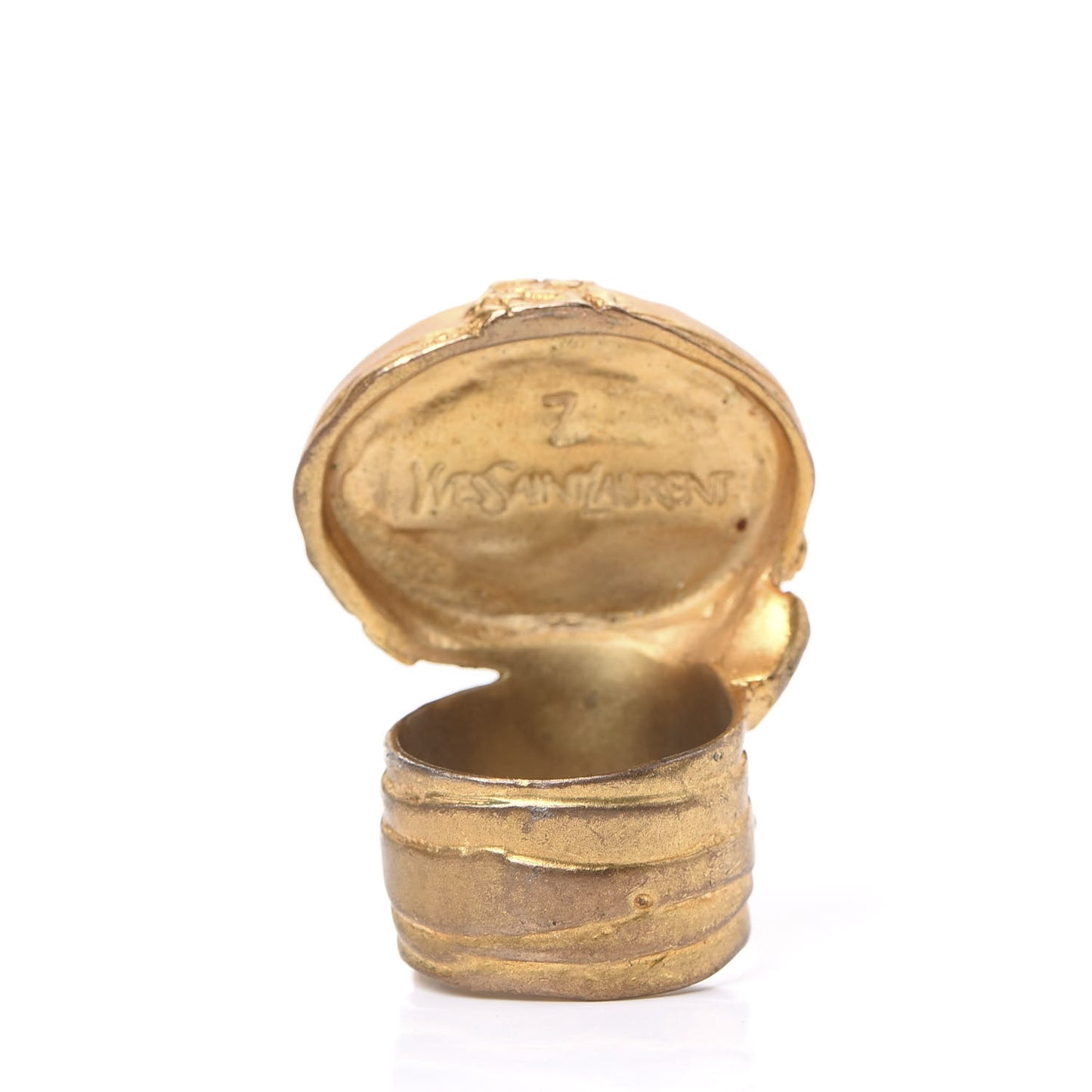 Glass Cabochon Arty Ovale Ring 7 Gold Coral