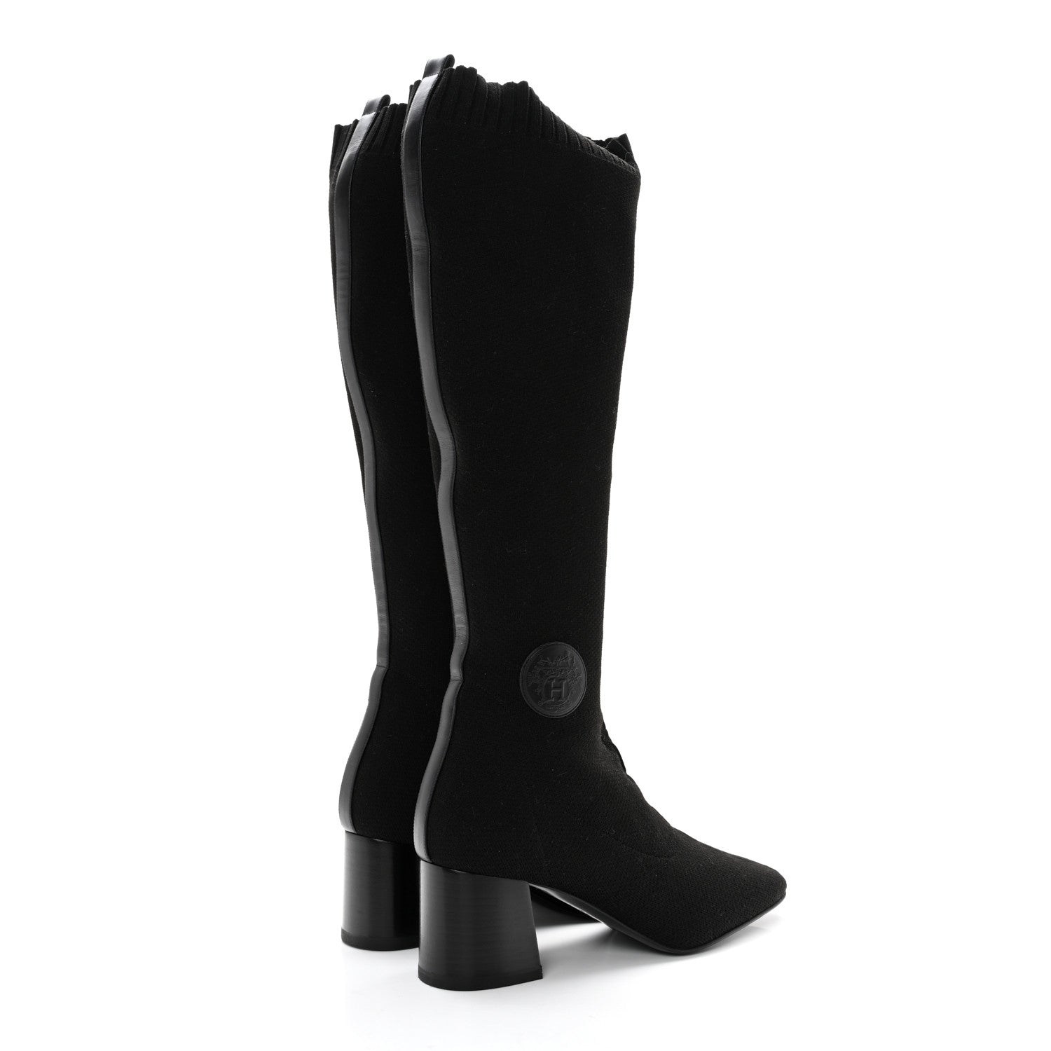 Hermes Knit Calfskin Fontaine 60 Boots 39.5 Black 4 of 9