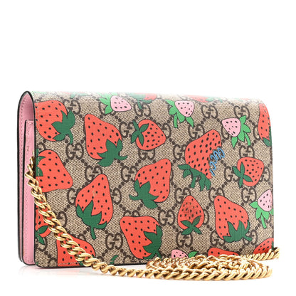 Gucci GG Supreme Monogram Strawberry Chain Wallet 3 of 14