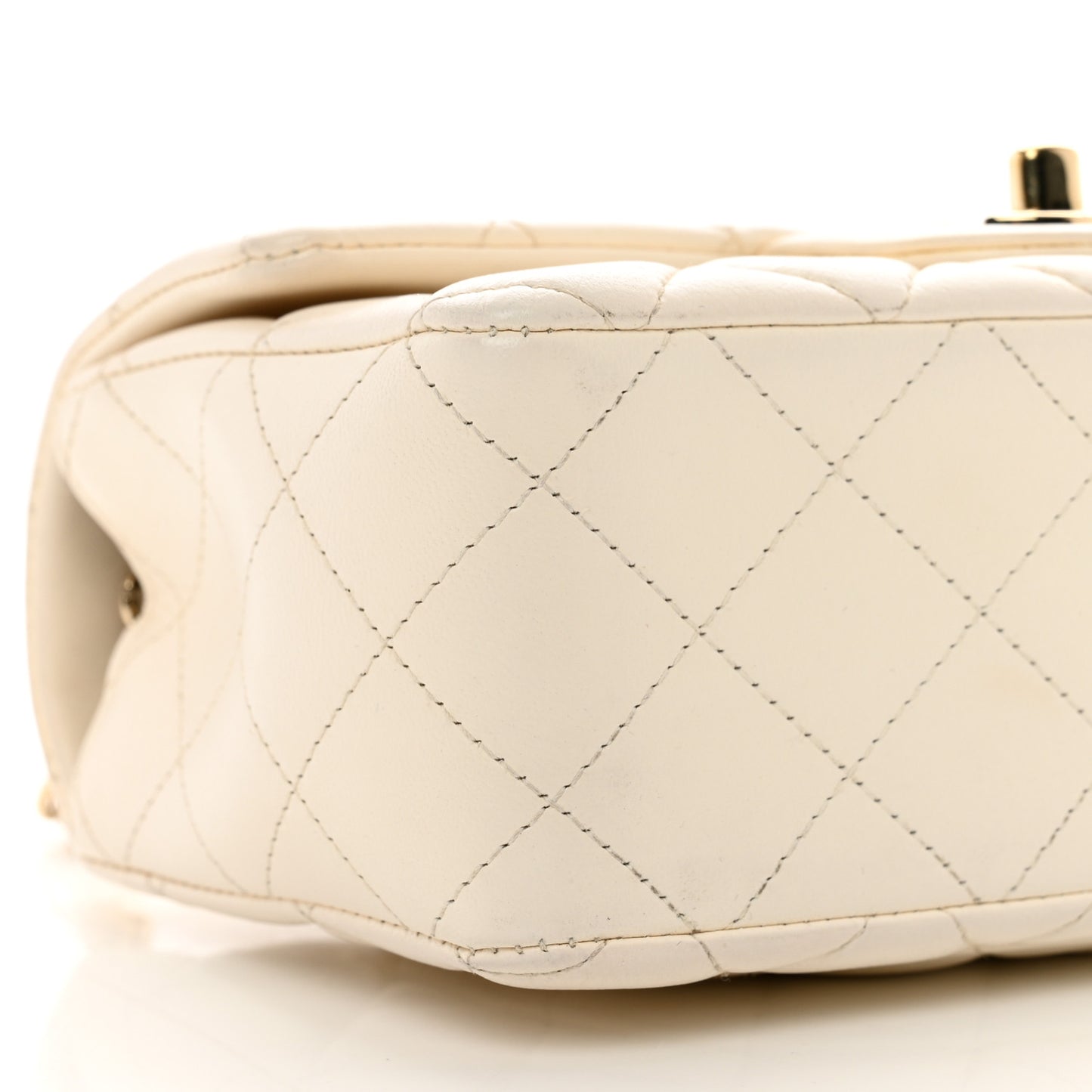 Lambskin Quilted Mini Rectangular Flap White