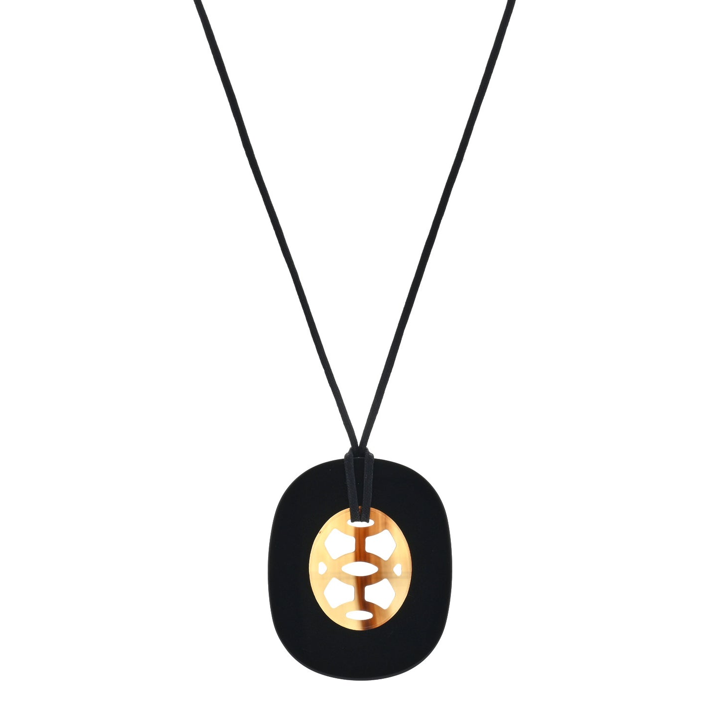 Buffalo Horn Lacquer Lift Necklace PM Black