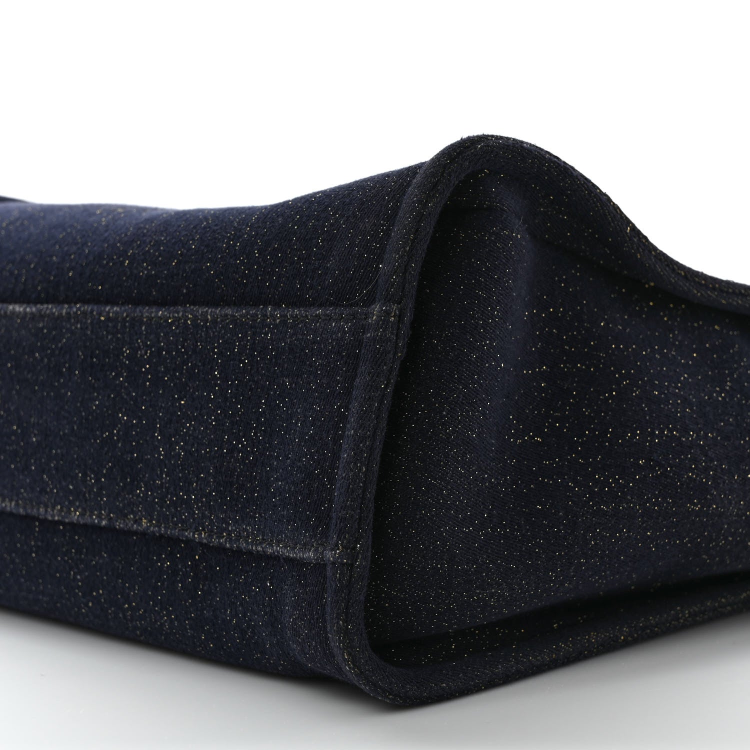 Chanel Lurex Canvas Small Deauville Tote Navy Blue Gold 7 of 7