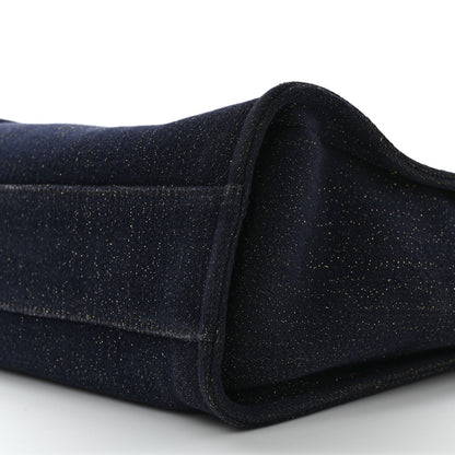 Chanel Lurex Canvas Small Deauville Tote Navy Blue Gold 7 of 7