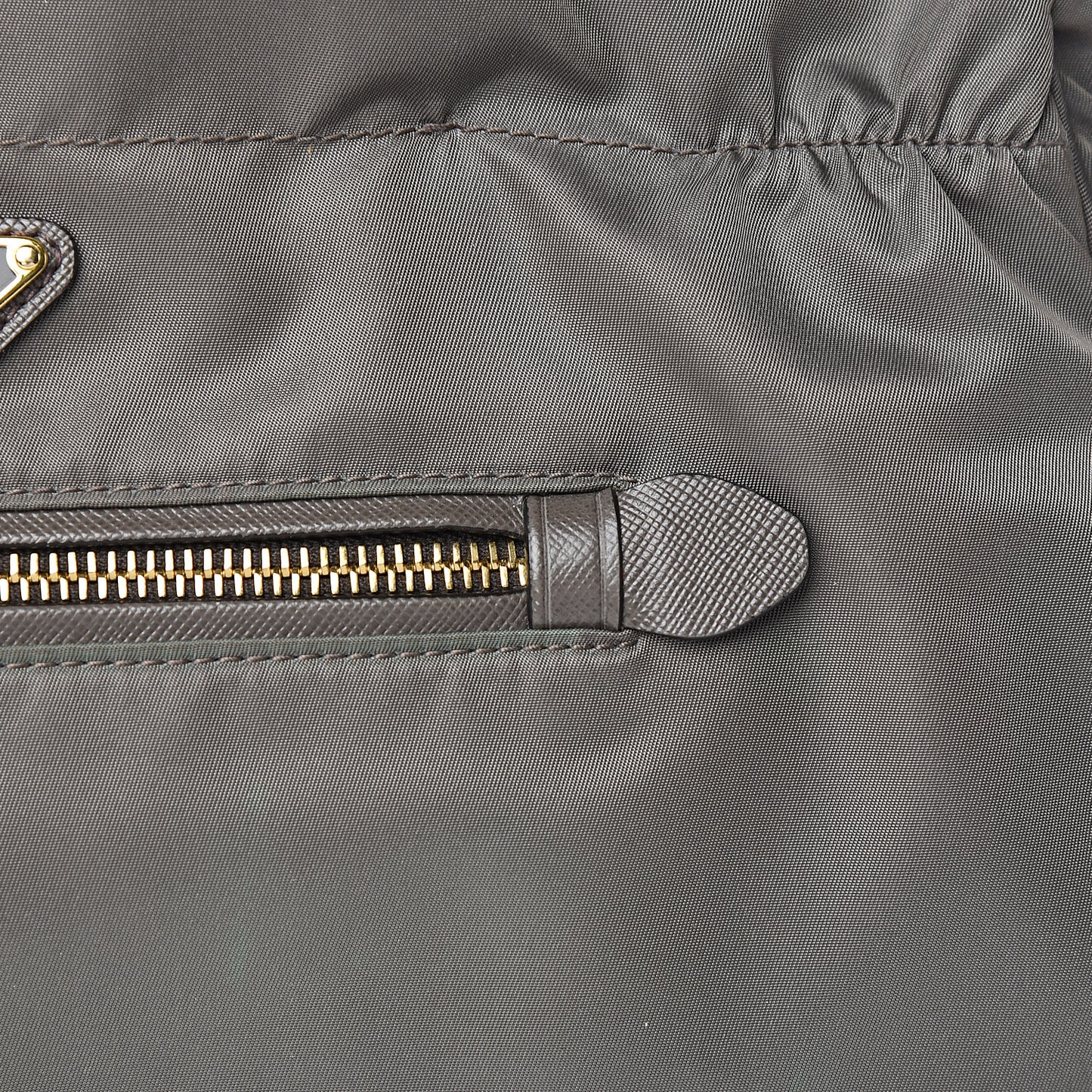 Tessuto Nylon Saffiano Shopping Satchel Grey