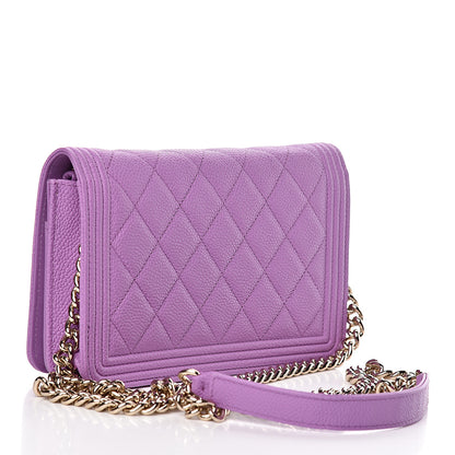 Chanel Caviar Quilted Boy Wallet On Chain WOC Purple 3 of 12