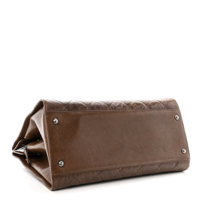 Chanel Crumpled Grained Calfskin Quilted CC Crave Tote Brown 4 of 12