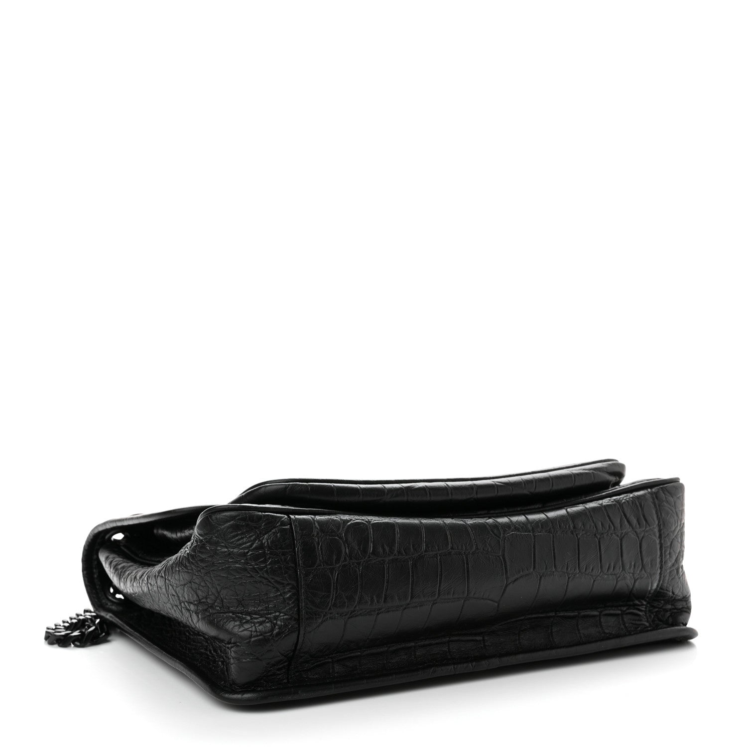 Saint Laurent Crocodile Embossed Lambskin Monogram Medium Niki Chain Satchel Black 4 of 10