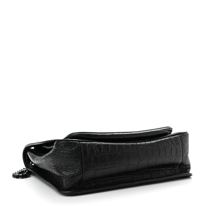 Saint Laurent Crocodile Embossed Lambskin Monogram Medium Niki Chain Satchel Black 4 of 10