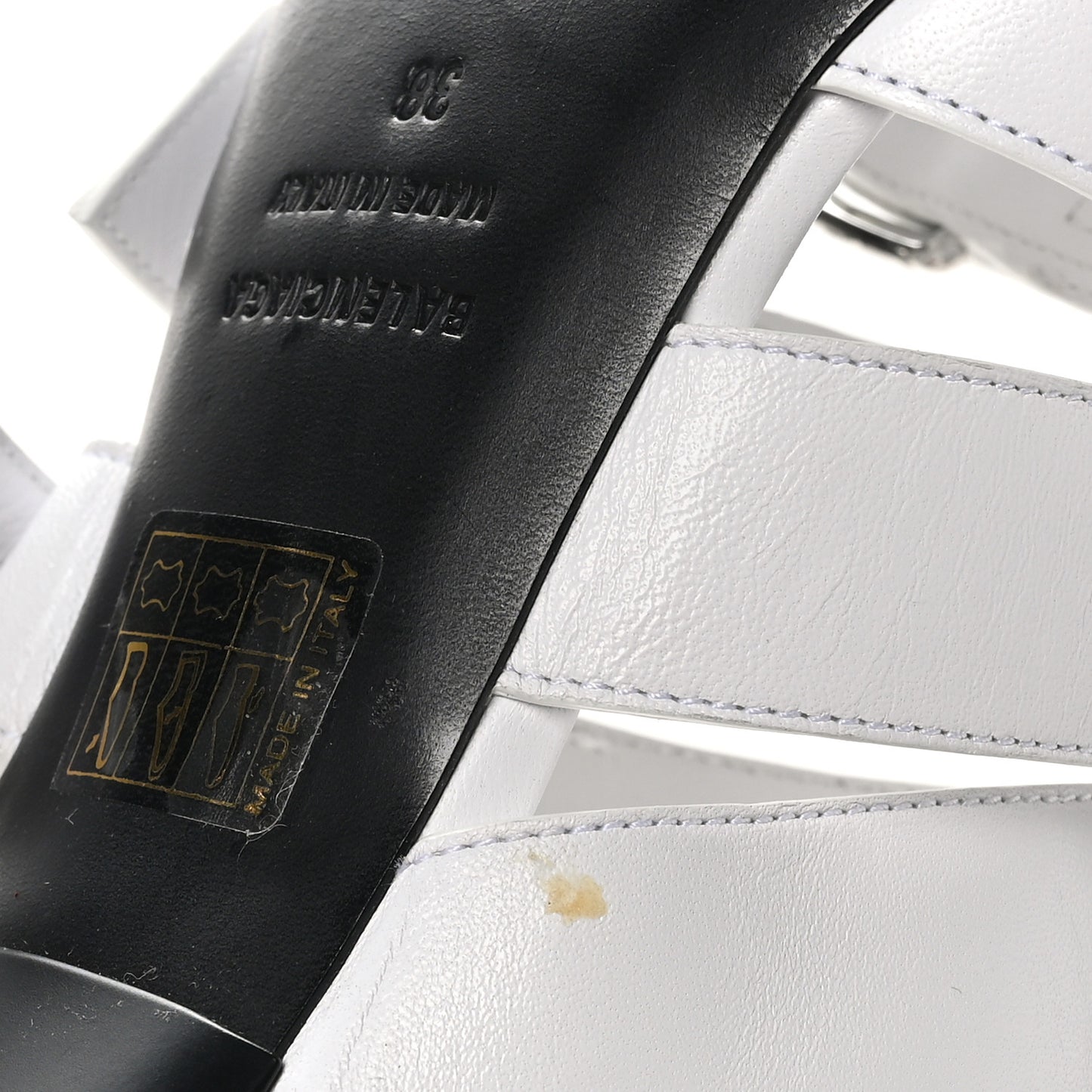 Shiny Sheepskin Bluckle K 80mm Sandals 38 White
