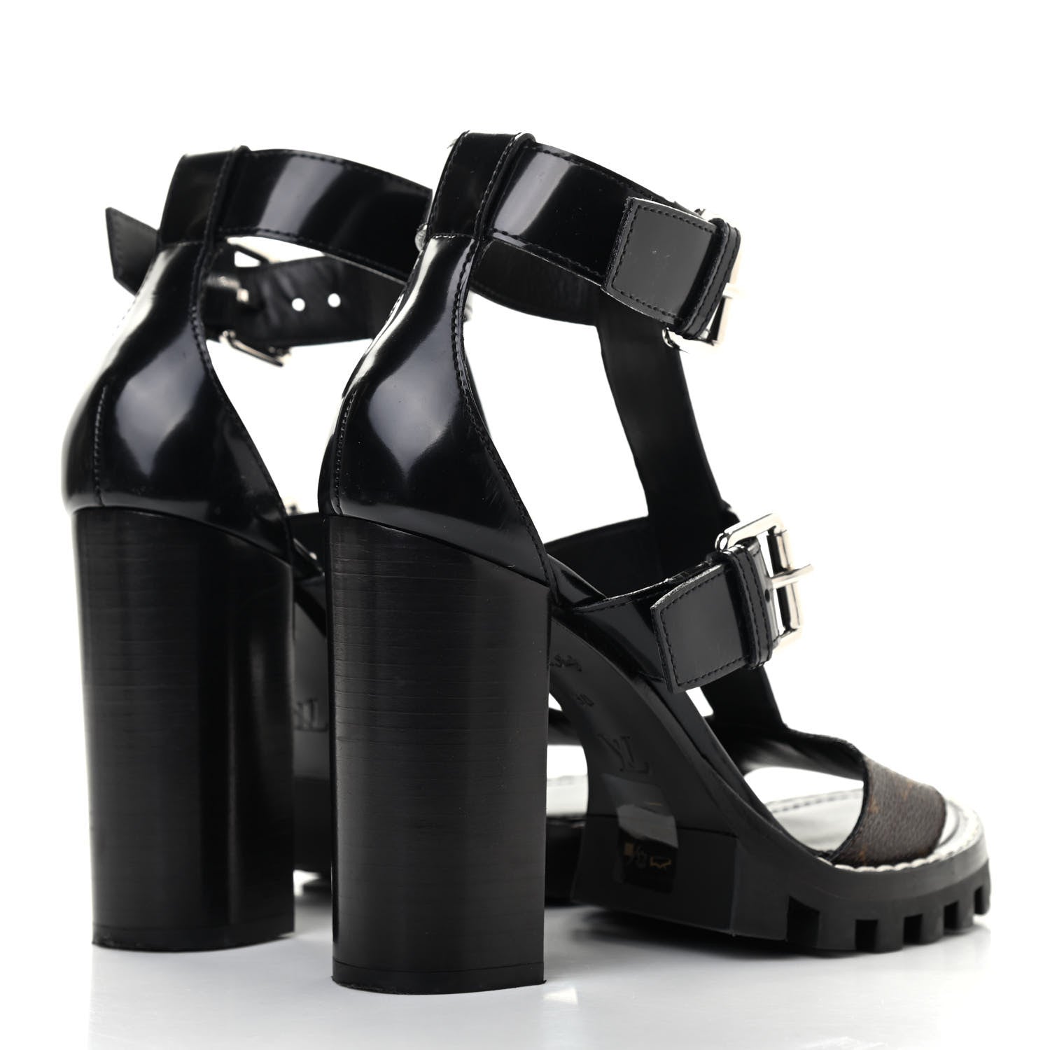 Louis Vuitton Patent Calfskin Monogram Star Trail Sandal 38 Black 4 of 10