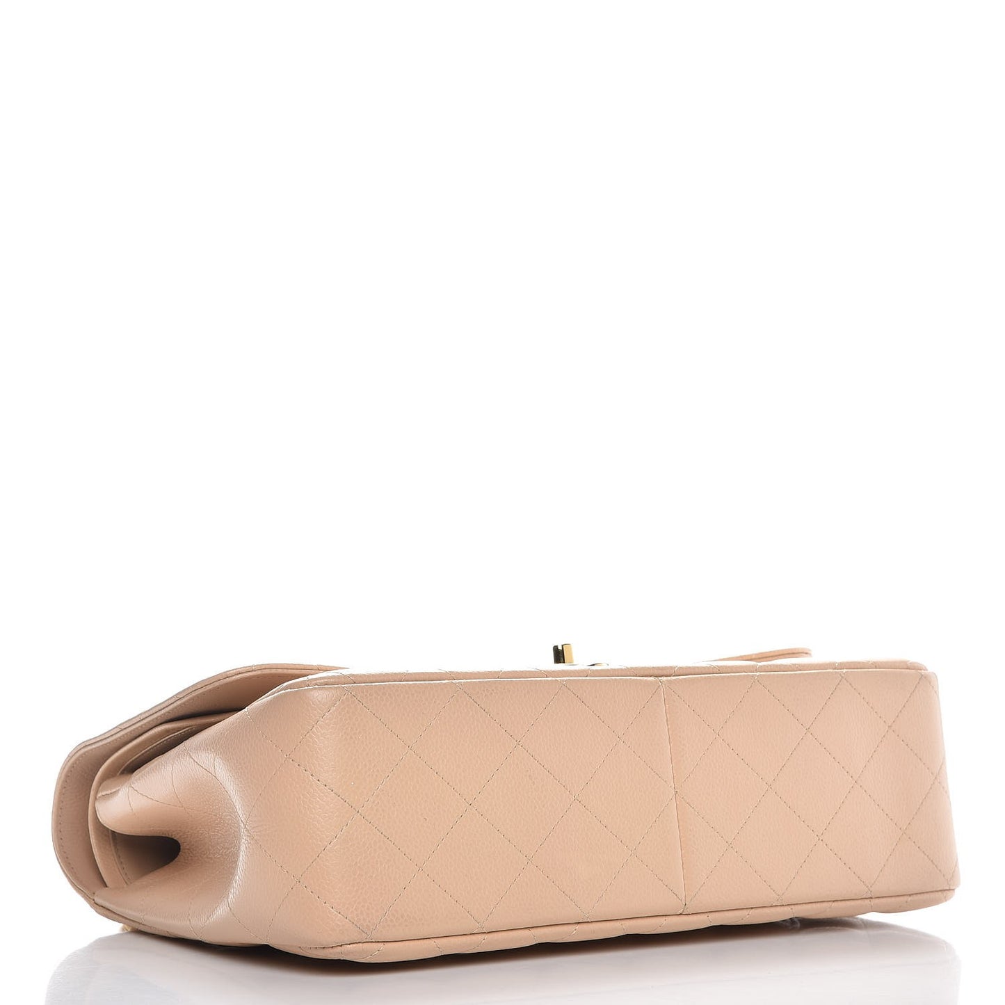 Caviar Quilted Jumbo Double Flap Beige Clair