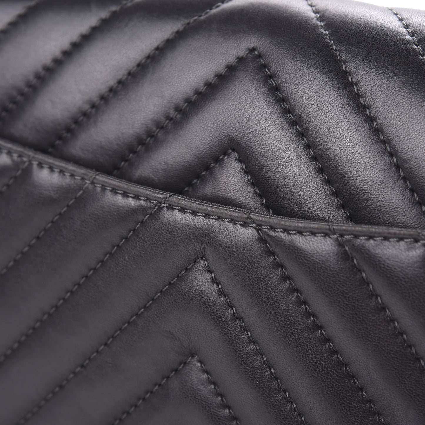 Lambskin Chevron Quilted Large Surpique Flap Dark Grey