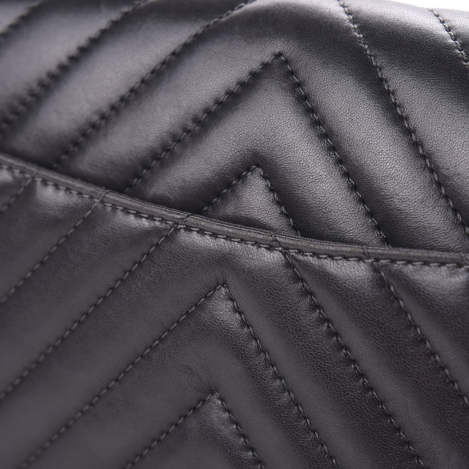 Chanel Lambskin Chevron Quilted Large Surpique Flap Dark Grey 11 of 11