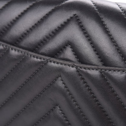 Chanel Lambskin Chevron Quilted Large Surpique Flap Dark Grey 11 of 11