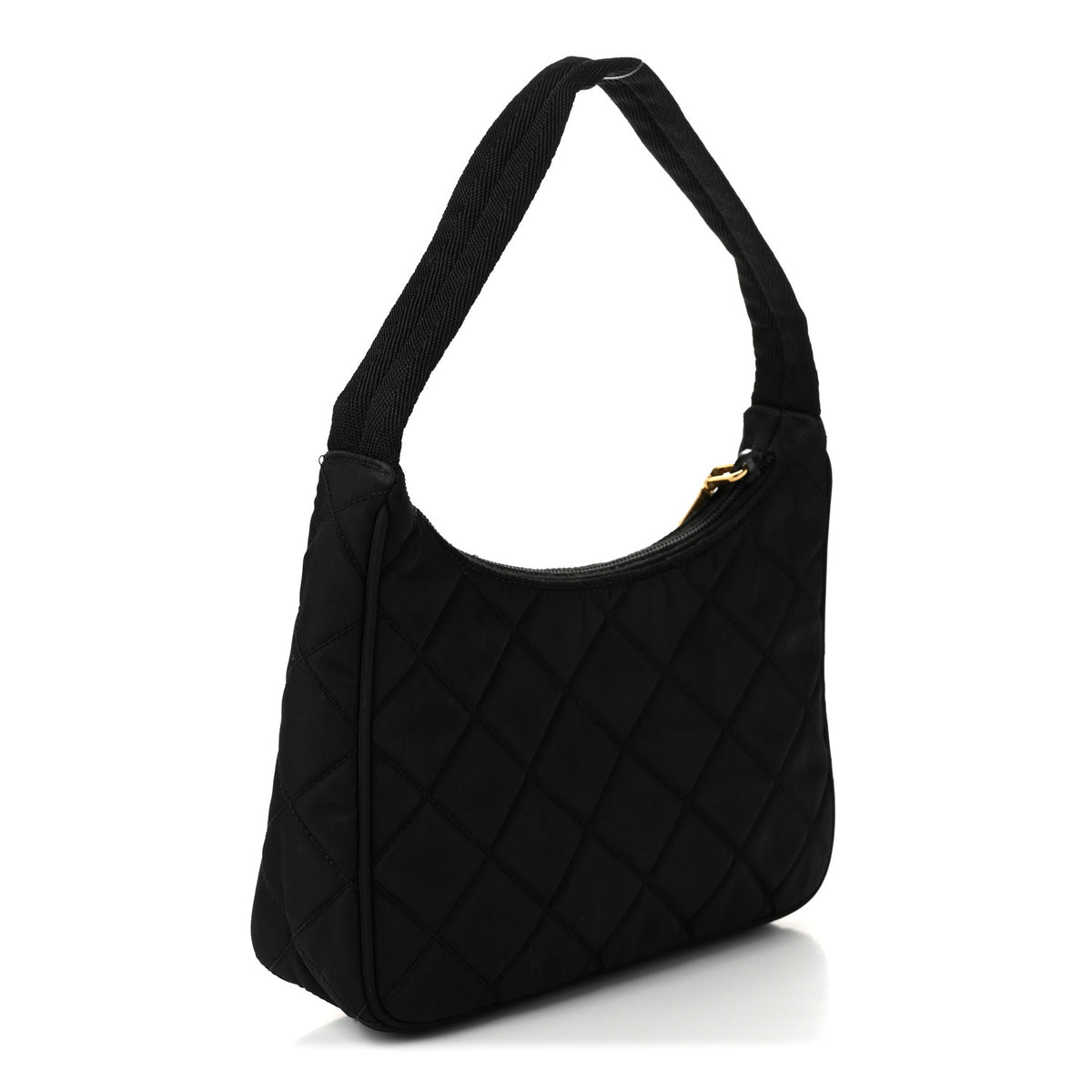 Tessuto Nylon Stitched Shoulder Bag Black