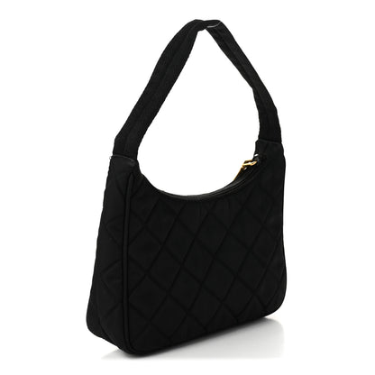 Prada Tessuto Nylon Stitched Shoulder Bag Black 3 of 13