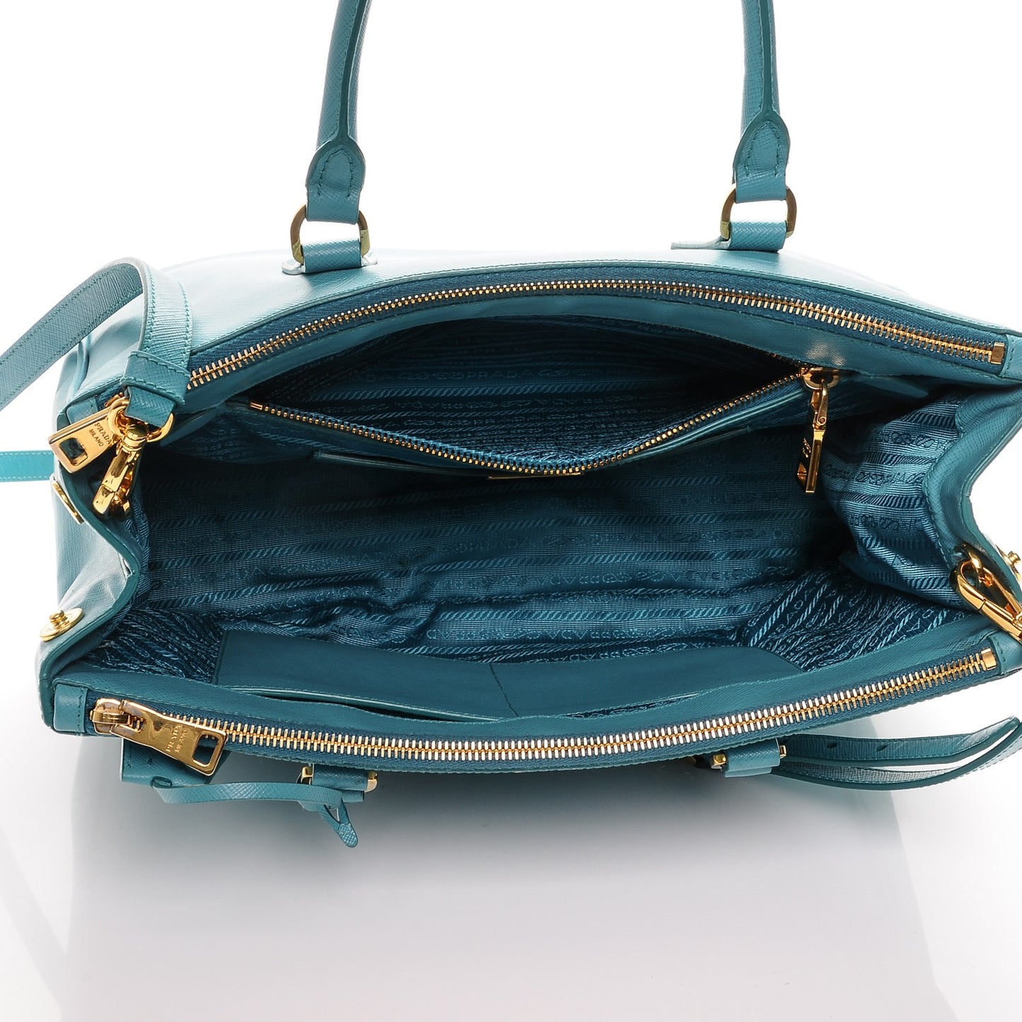Saffiano Large Galleria Double Zip Tote Turchese