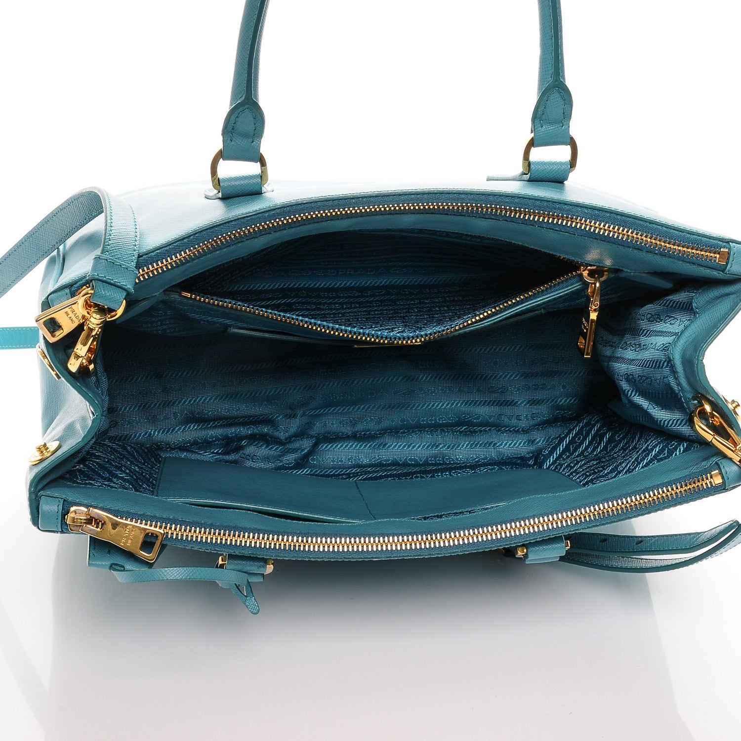 Prada Saffiano Large Galleria Double Zip Tote Turchese 5 of 10