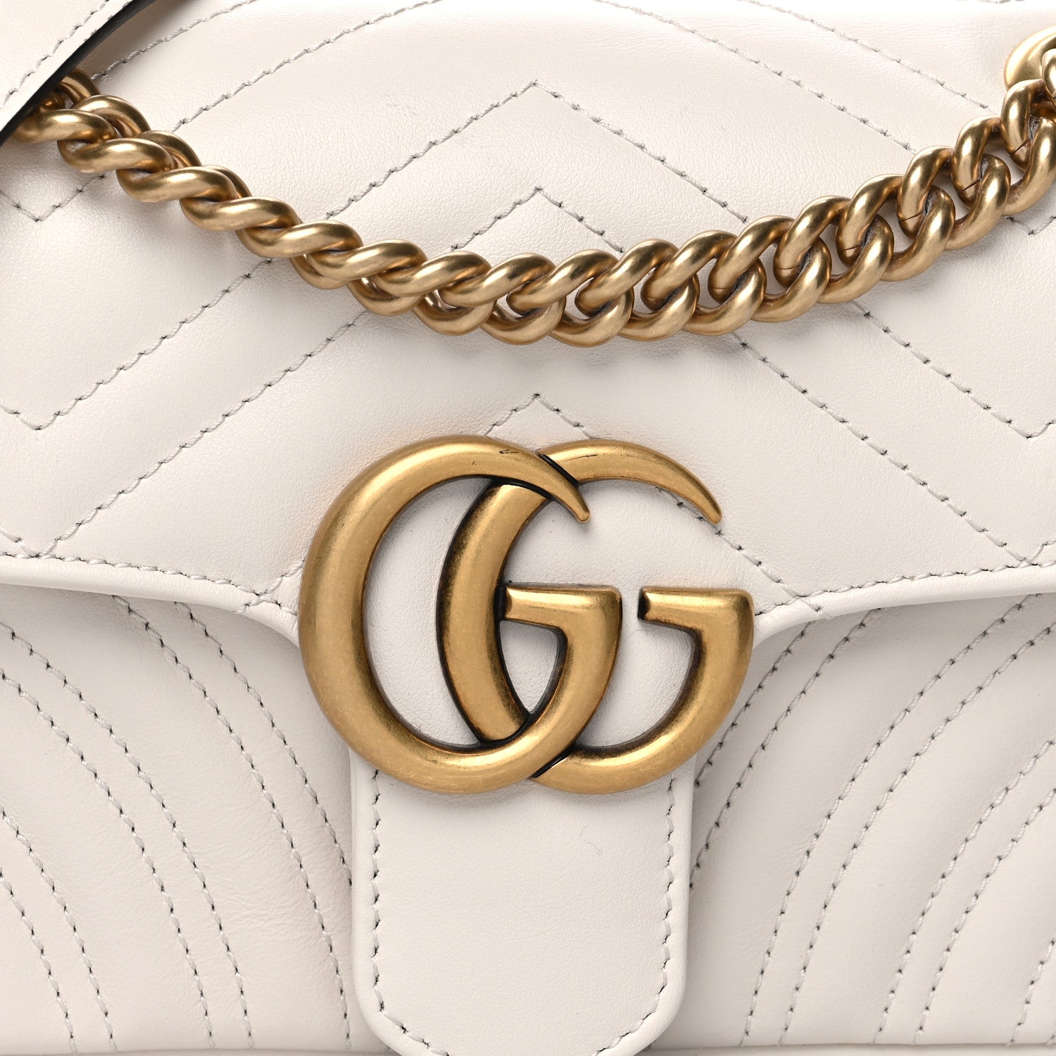 Gucci Calfskin Matelasse Mini GG Marmont Shoulder Bag White 9 of 11