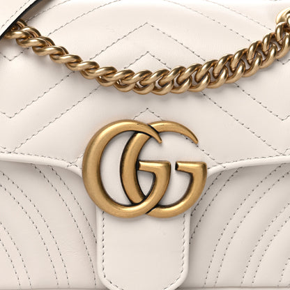 Gucci Calfskin Matelasse Mini GG Marmont Shoulder Bag White 9 of 11