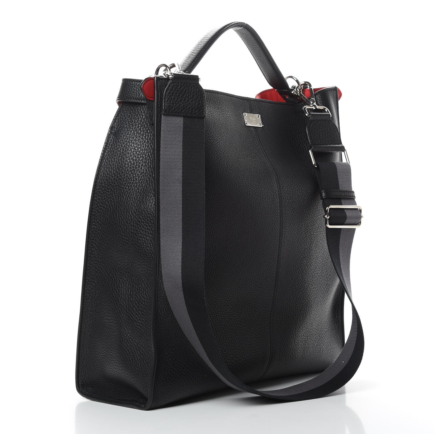 Fendi Cuoio Romano Fabric Marlon Vitello Century Peekaboo X-Lite Fit Black Rosso White Ice 3 of 11