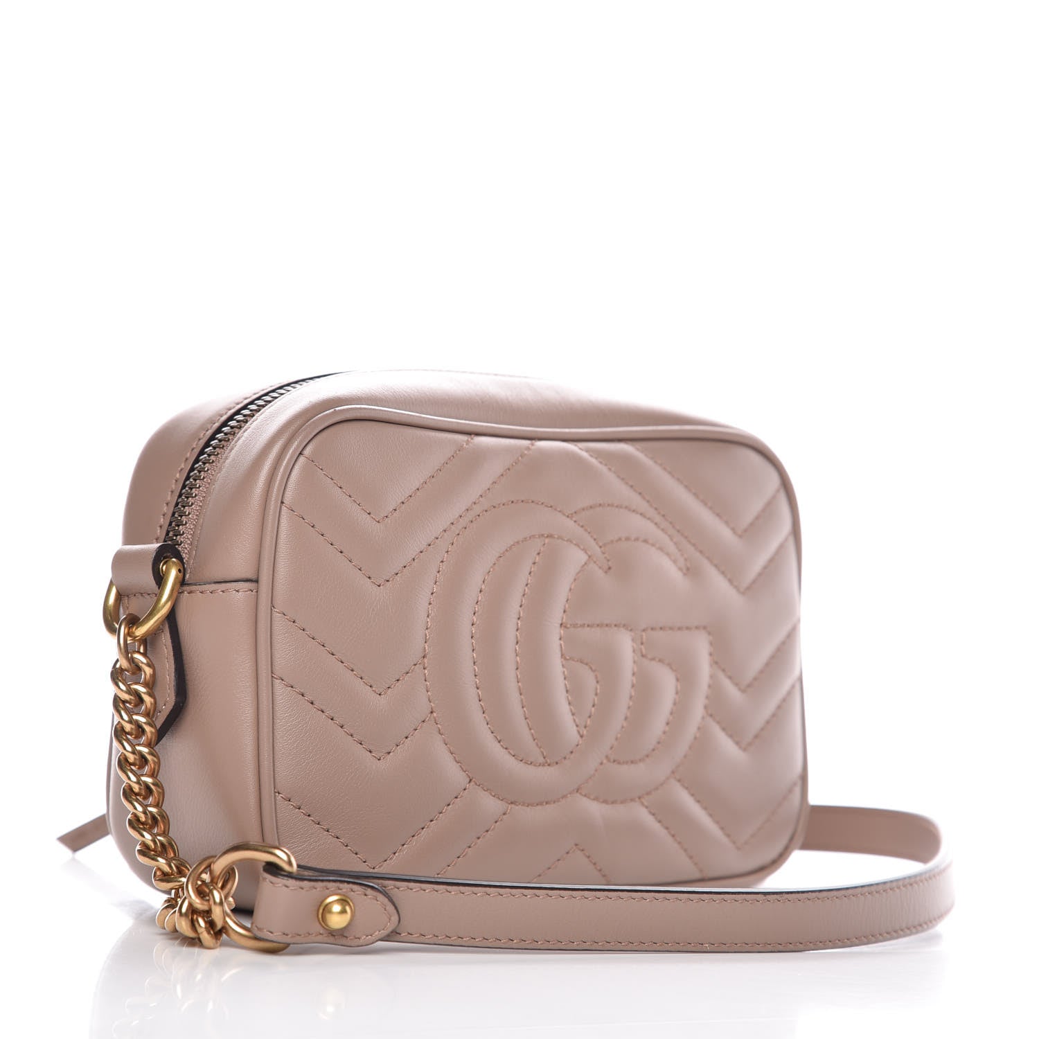 Gucci Calfskin Matelasse Mini GG Marmont Chain Shoulder Bag Porcelain Rose 3 of 7