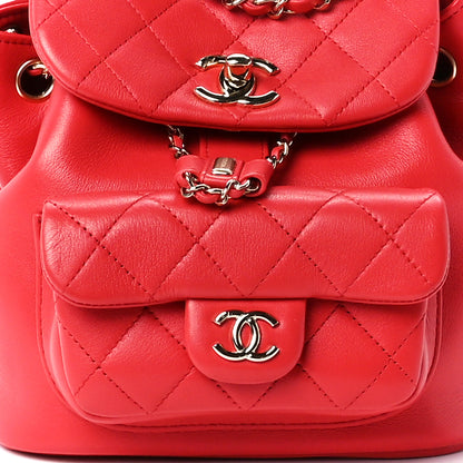 Chanel Lambskin Quilted Small Duma Drawstring Backpack Dark Pink 9 of 13