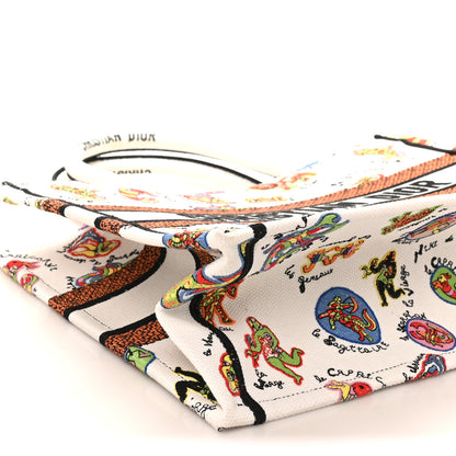Christian Dior Canvas Embroidered Dragon Zodiac Medium Book Tote White Multicolor 9 of 11