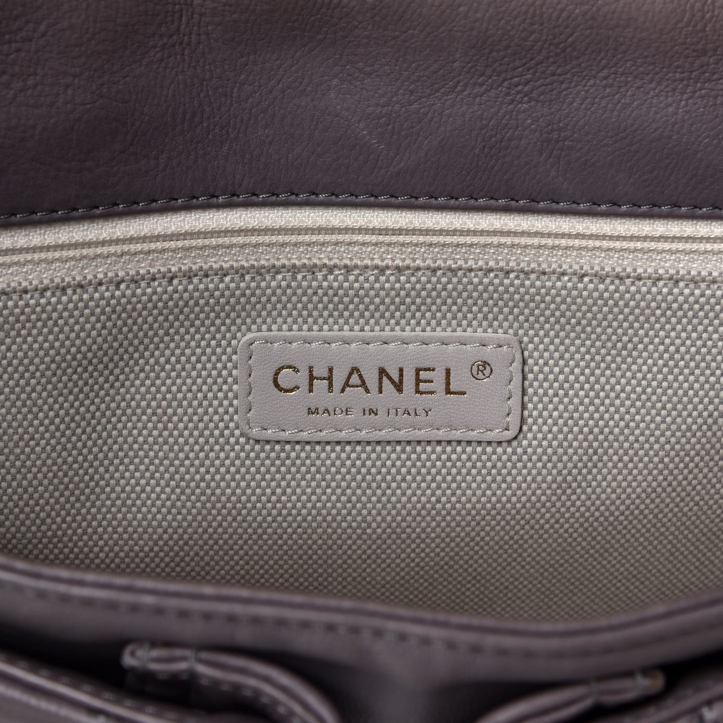 Calfskin Quilted Large Retro Chain Flap Grey
