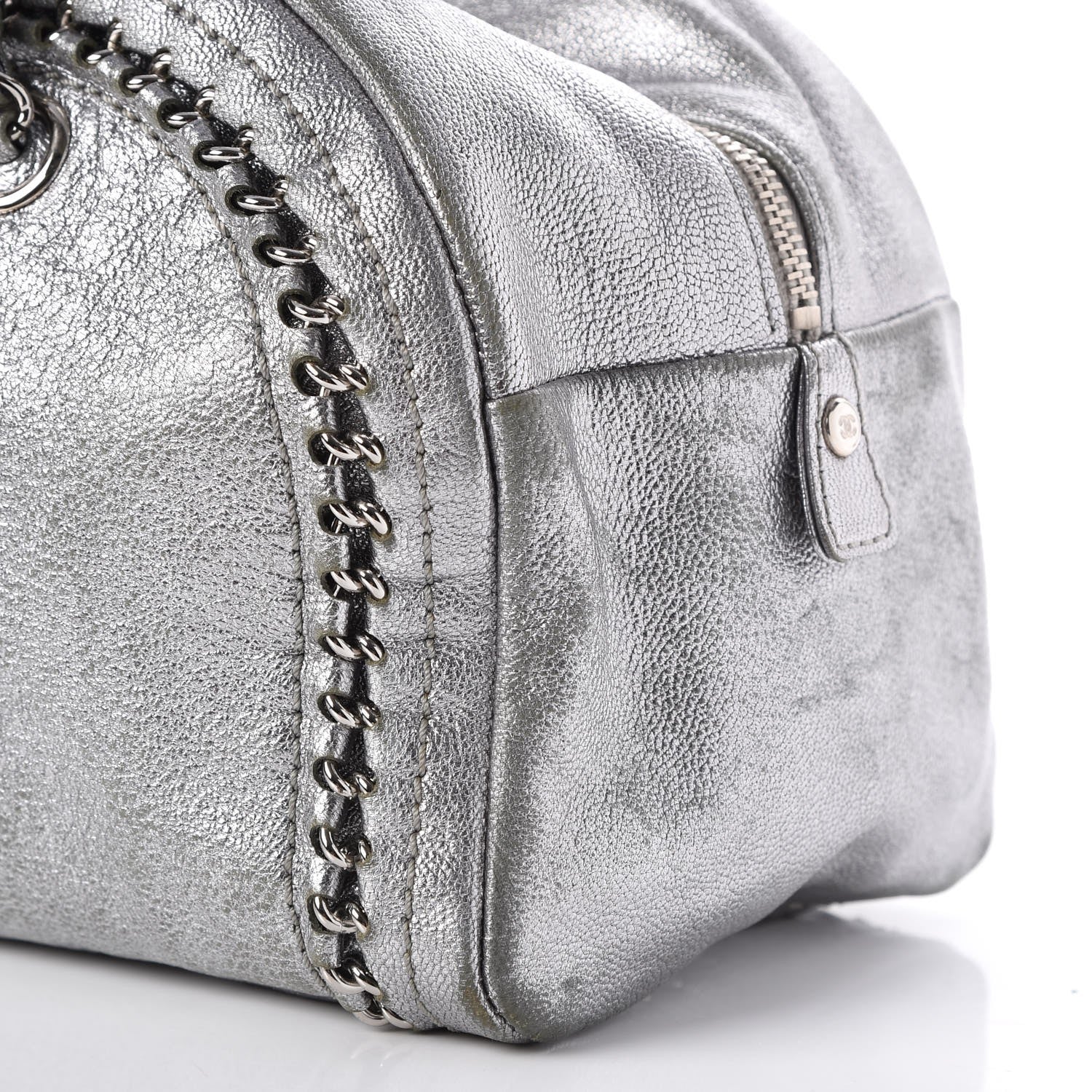 Chanel Metallic Goatskin Medium Luxe Ligne Bowler Tote Silver 18 of 23