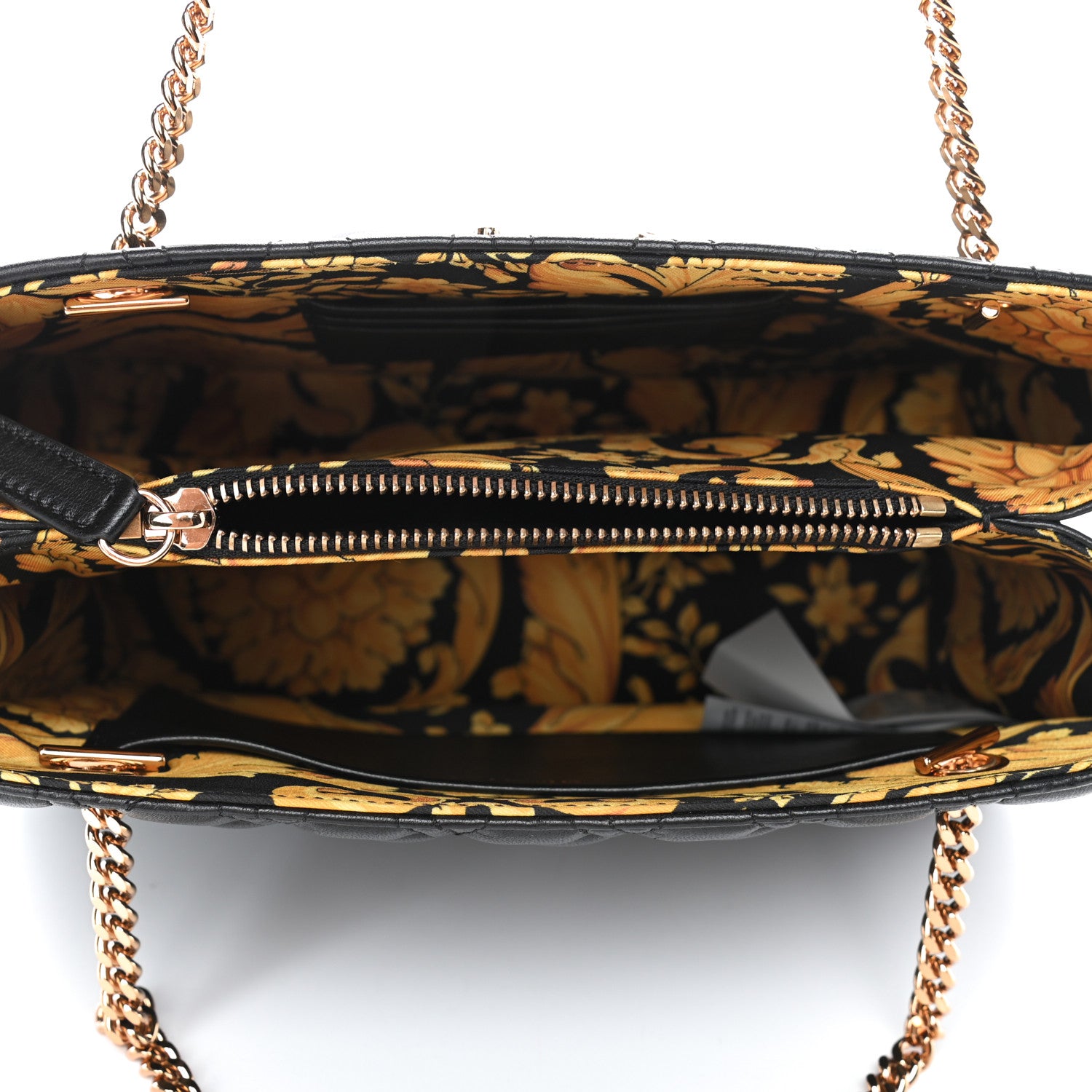 Versace Nappa Barocco Quilted Virtus Chain Shoulder Bag Black 4 of 4