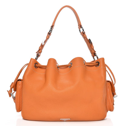 Prada Vitello Daino Drawstring Bucket Orange 1 of 8