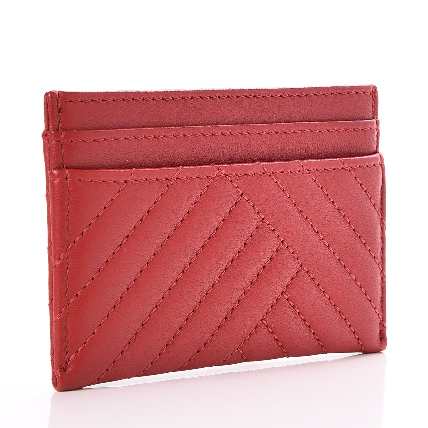 Lambskin Quilted CC Crossing Card Holder Red