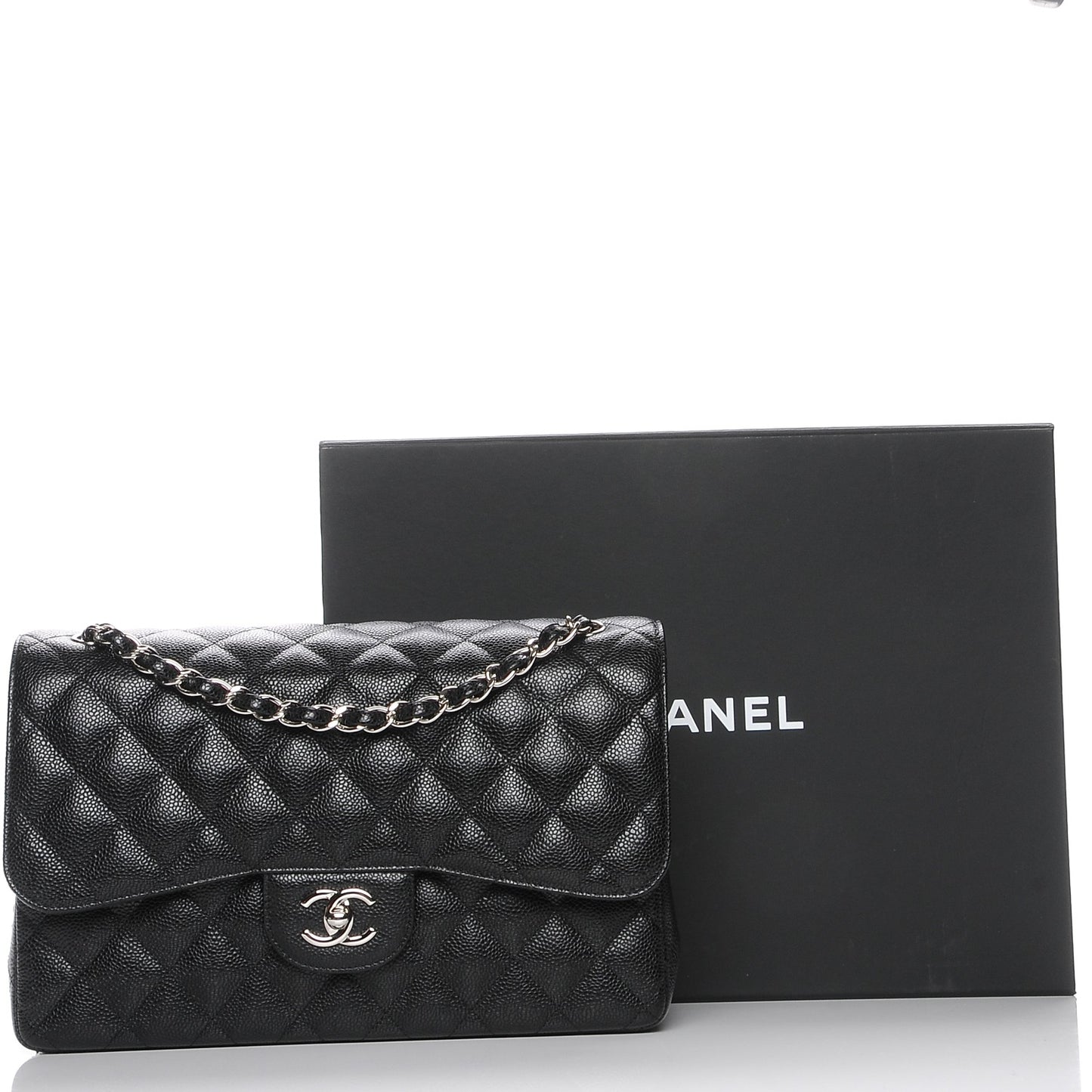 Caviar Quilted Jumbo Double Flap Black