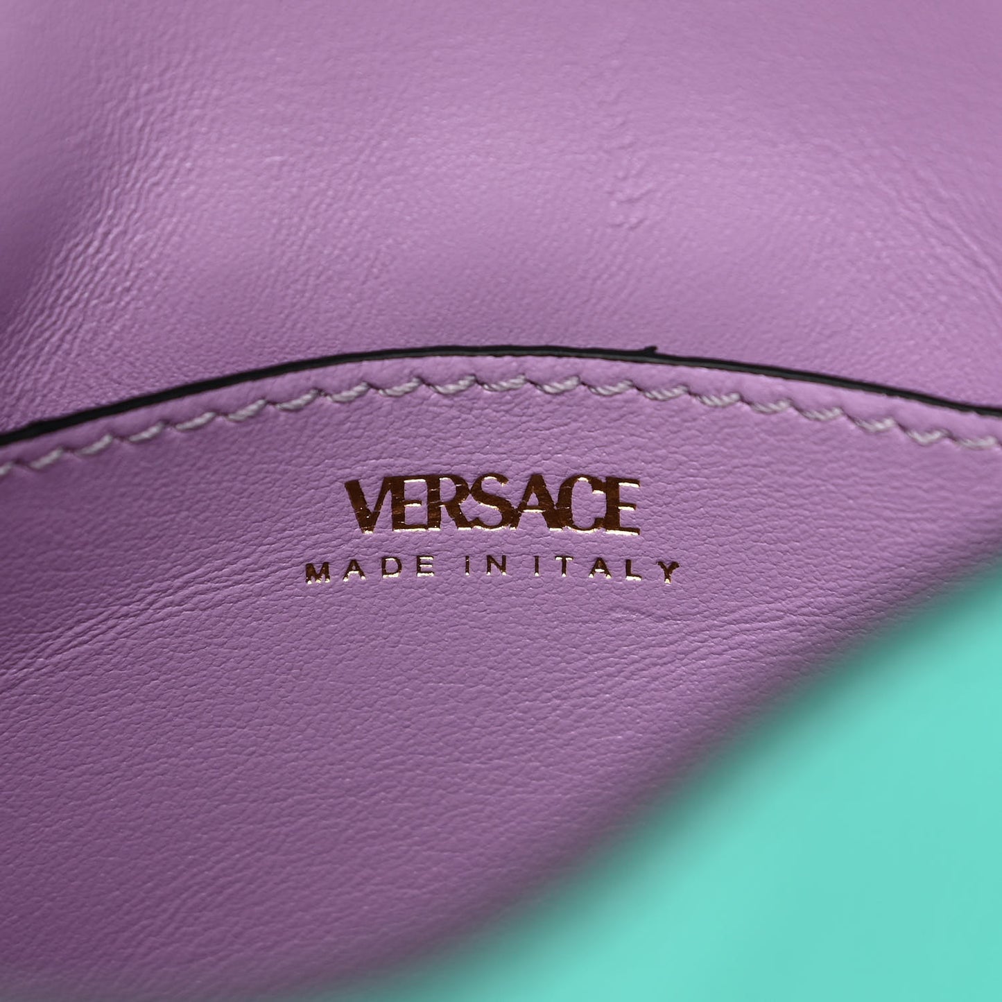 Grained Calfskin Small La Medusa Top Handle Bag Turquoise