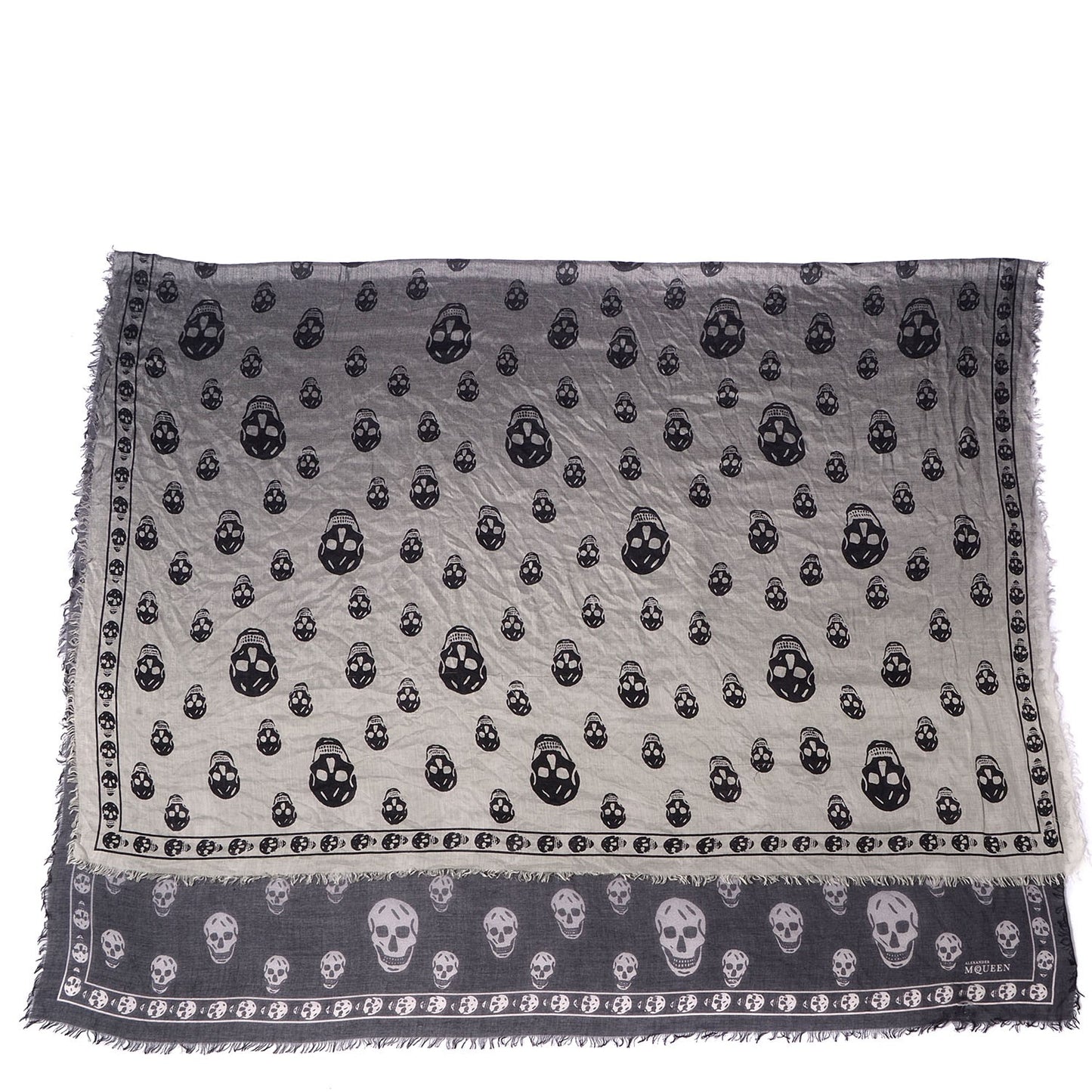Silk Chiffon Degrade Skull Scarf Black White