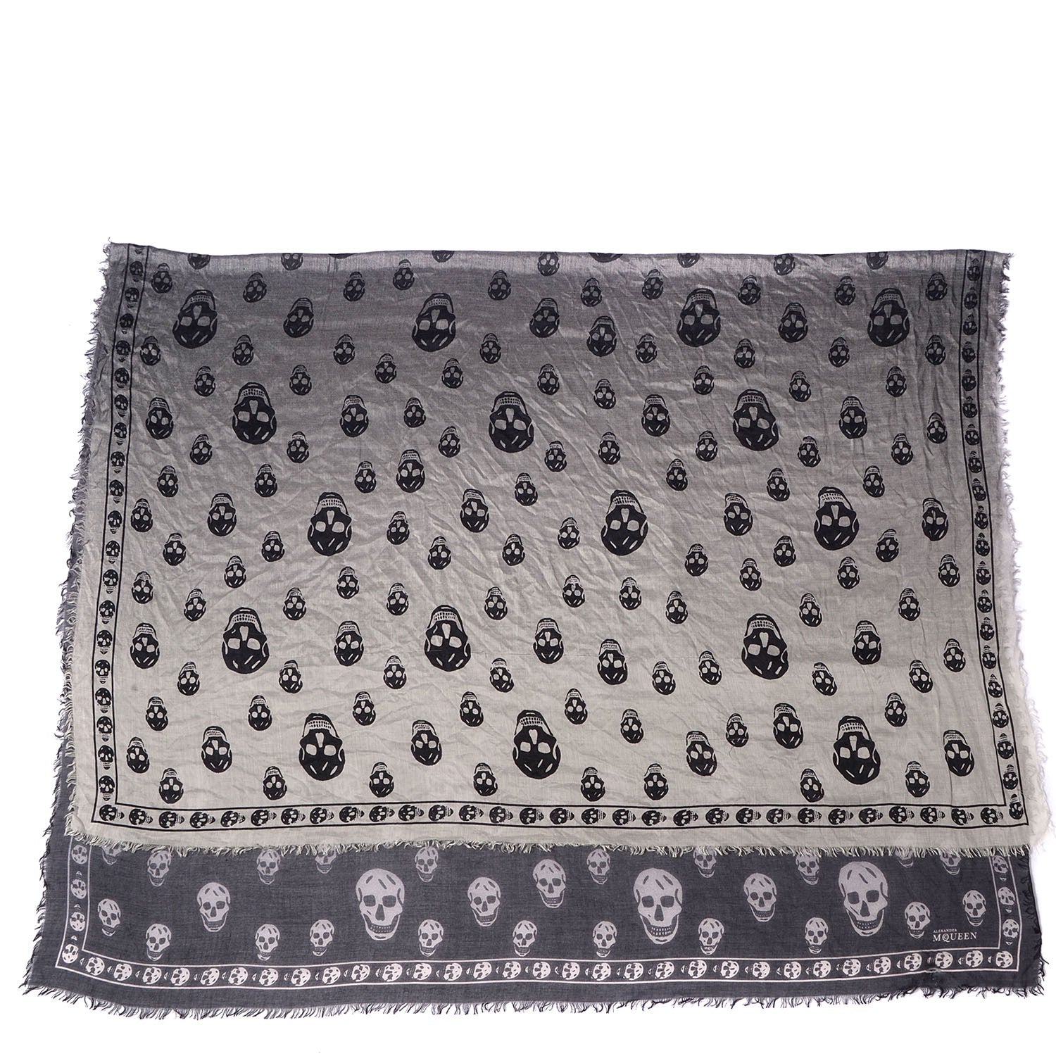 Alexander McQueen Silk Chiffon Degrade Skull Scarf Black White 3 of 5