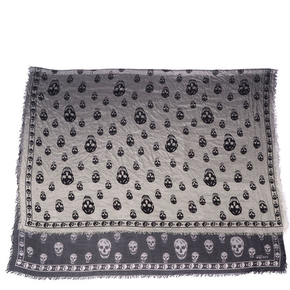 Alexander McQueen Silk Chiffon Degrade Skull Scarf Black White 3 of 5
