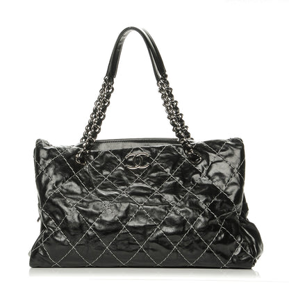 Chanel Glazed Goatskin Double Contrast Stitch Large Tote Black 1 of 7