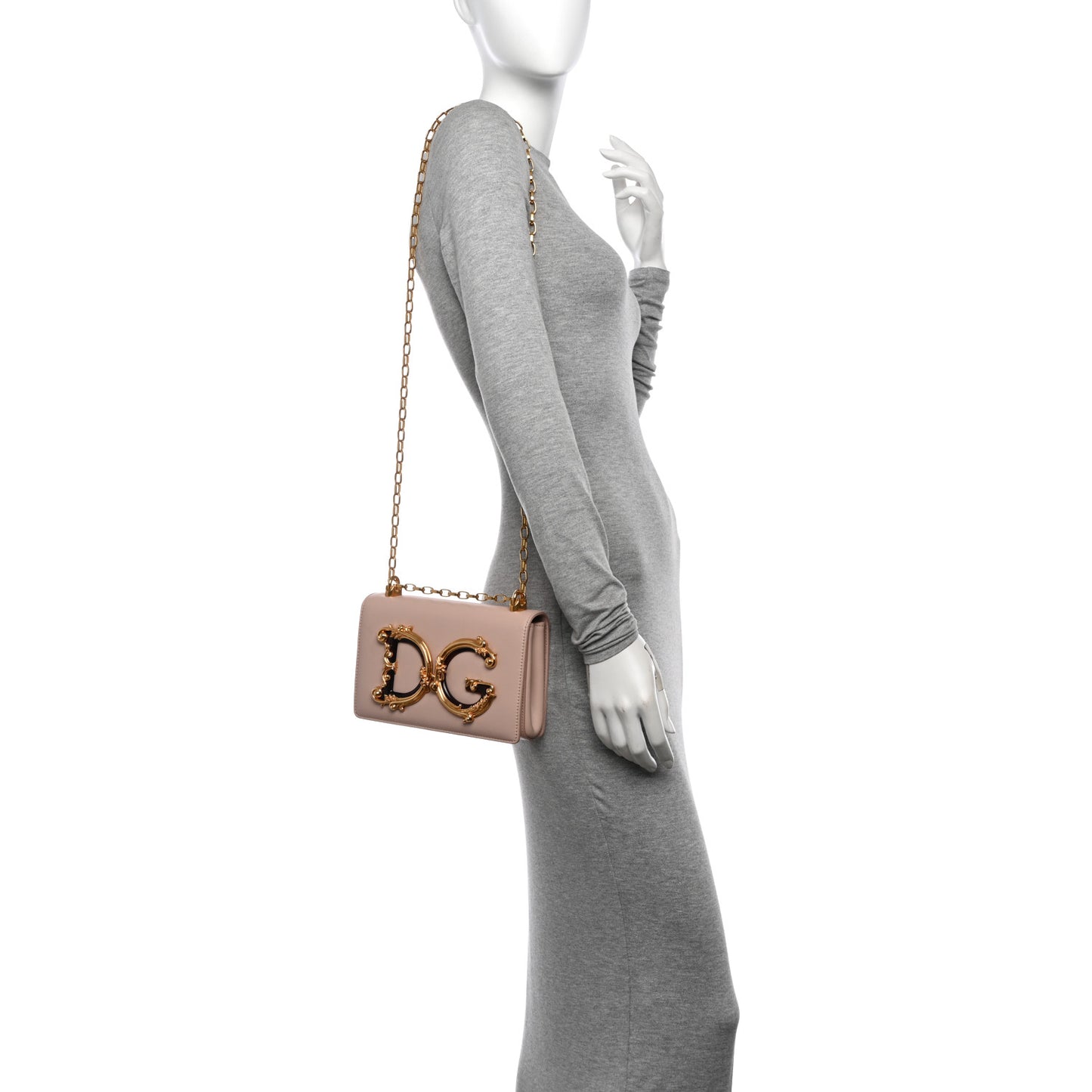 DOLCE GABBANA Calfskin DG Girls Shoulder Bag Pink