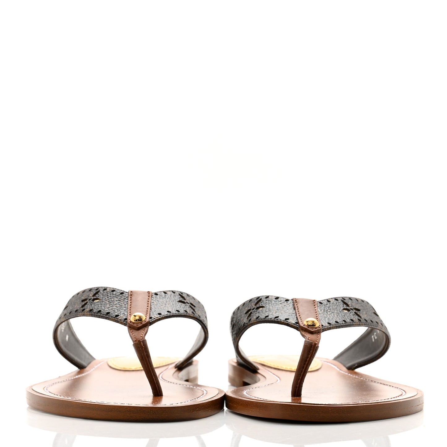 Monogram Sunny Flat Thong Sandals 38 Brown