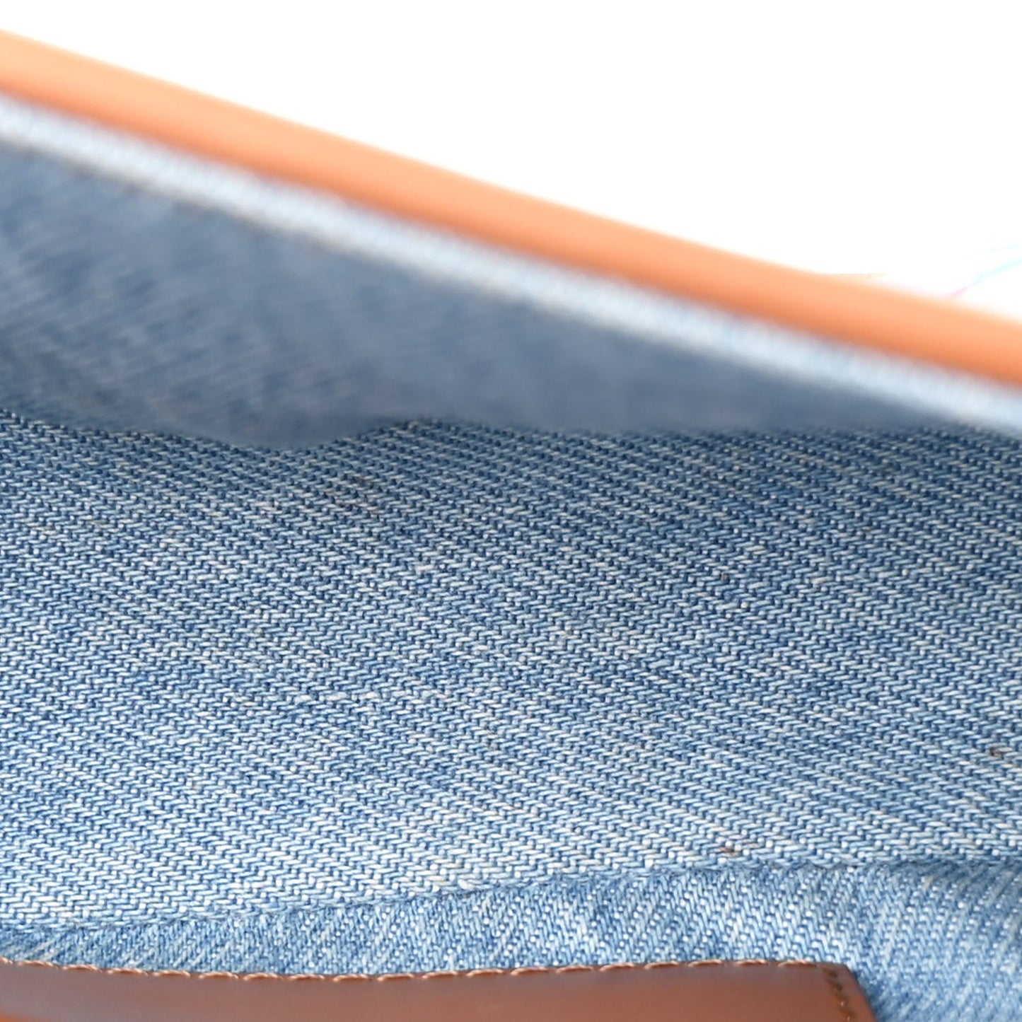 Denim Vitello King FF Embroidered Mini Baguette Denim Chiaro Brandy