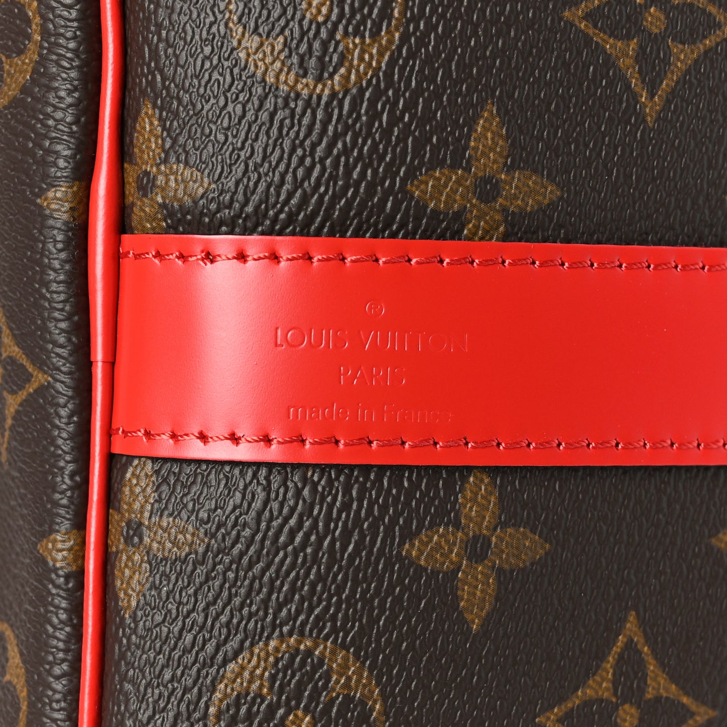 Calfskin Monogram Keepall Bandouliere 50 Coquelicot