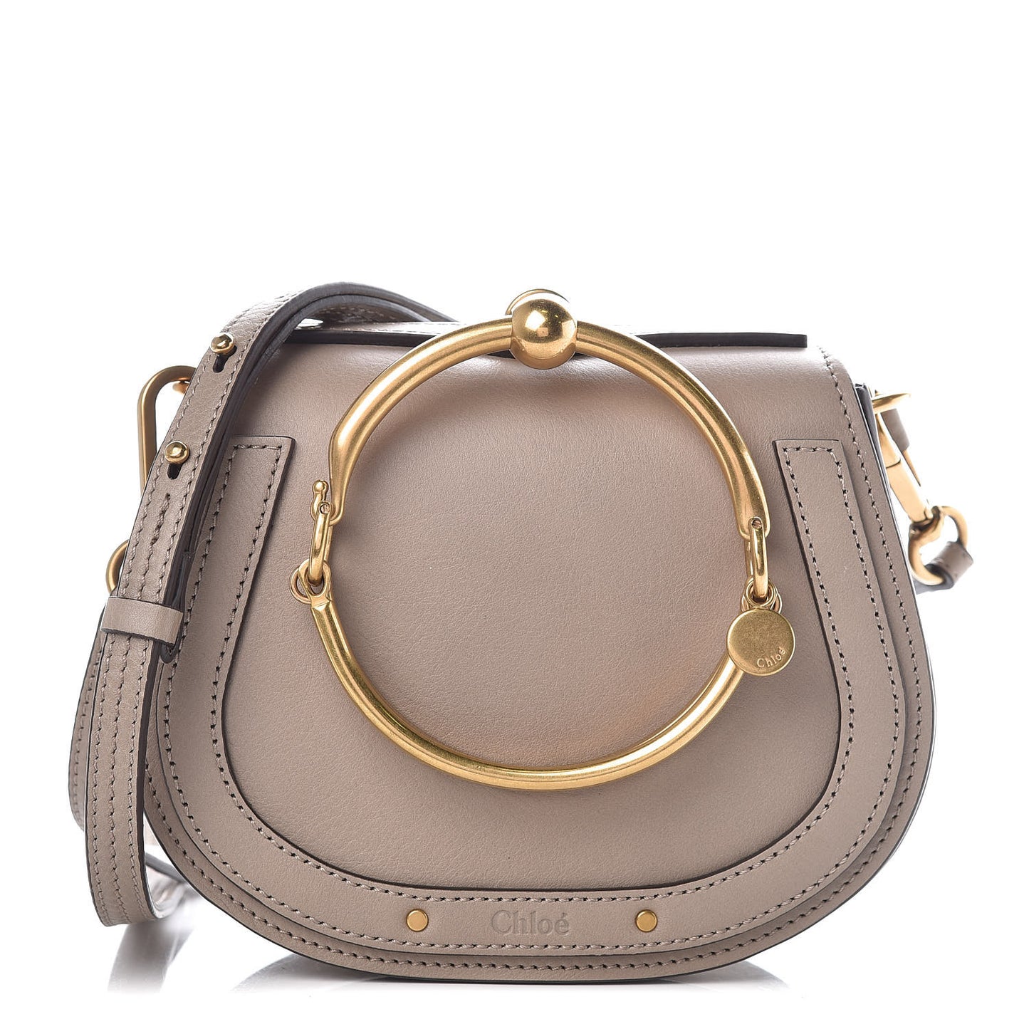 Calfskin Suede Small Nile Bracelet Bag Motty Grey