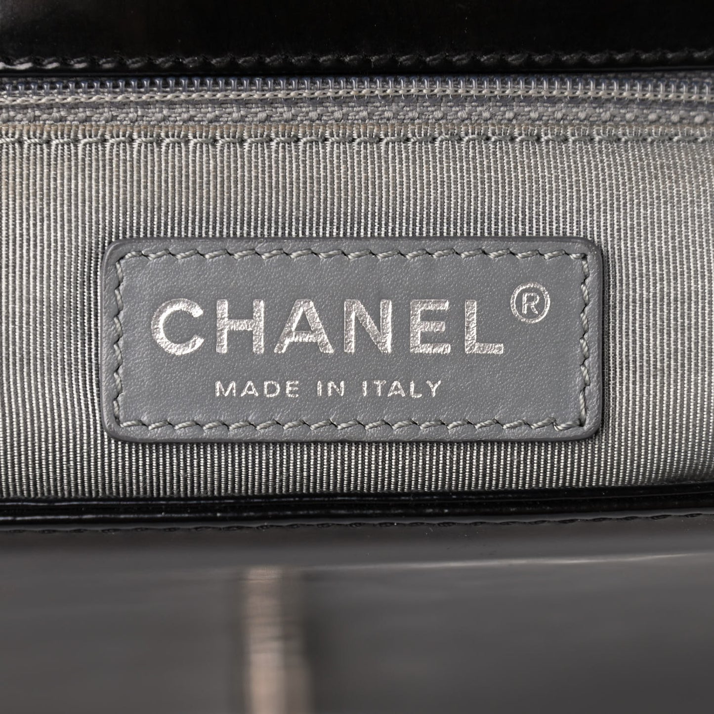 Glazed Calfskin Large Boy Flap Black