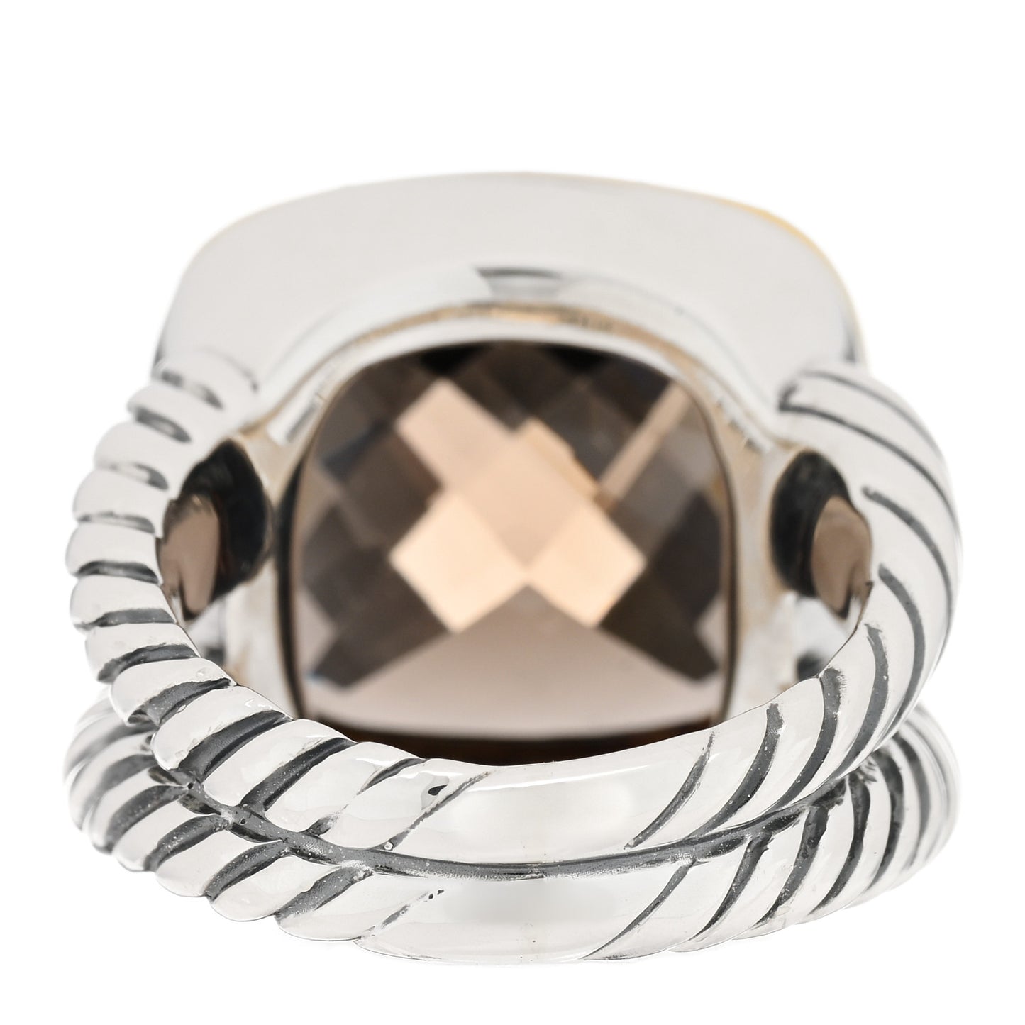 Sterling Silver 18K Yellow Gold Diamond Smoky Quartz 14mm Albion Ring 54 6.75