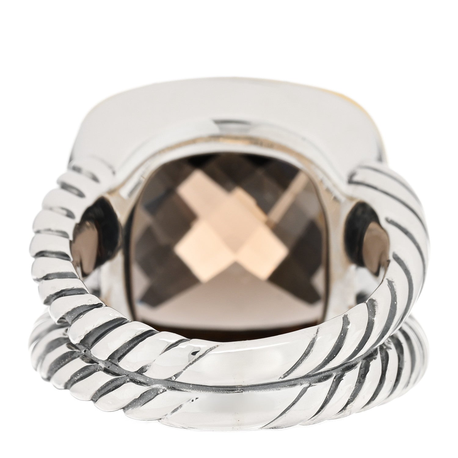 David Yurman Sterling Silver 18K Yellow Gold Diamond Smoky Quartz 14mm Albion Ring 54 6.75 3 of 6