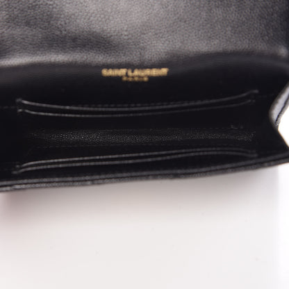 Saint Laurent Grain De Poudre Matelasse Chevron Small Monogram Envelope Wallet Black 5 of 7