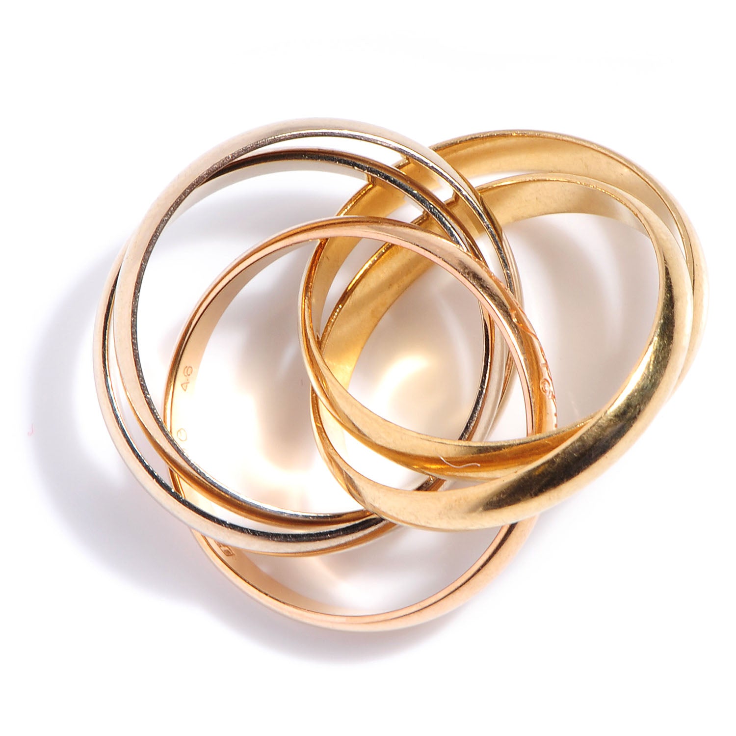 Cartier 18K Pink White Yellow Gold 5 Band Trinity Ring 46 US 3.75 5 of 5