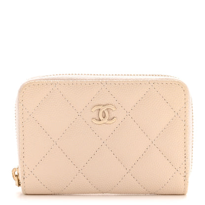 Chanel Caviar Quilted Zip Coin Purse Ivory 1 of 9